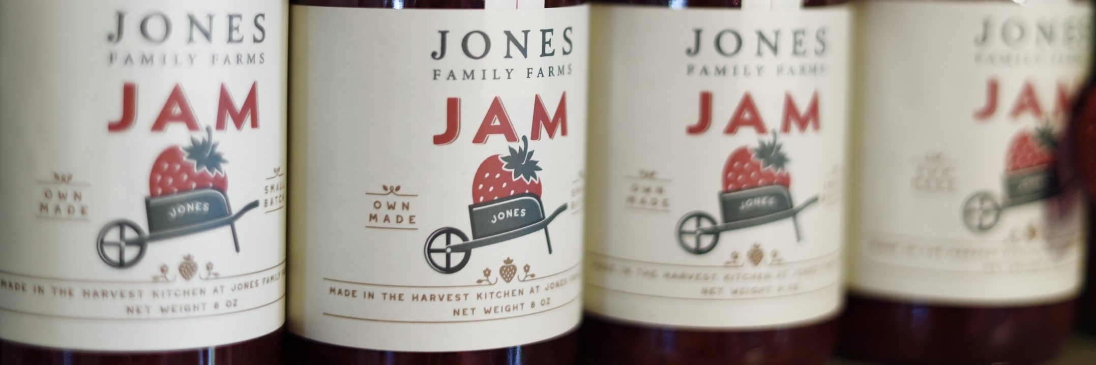 Jones Strawberry jam in jars