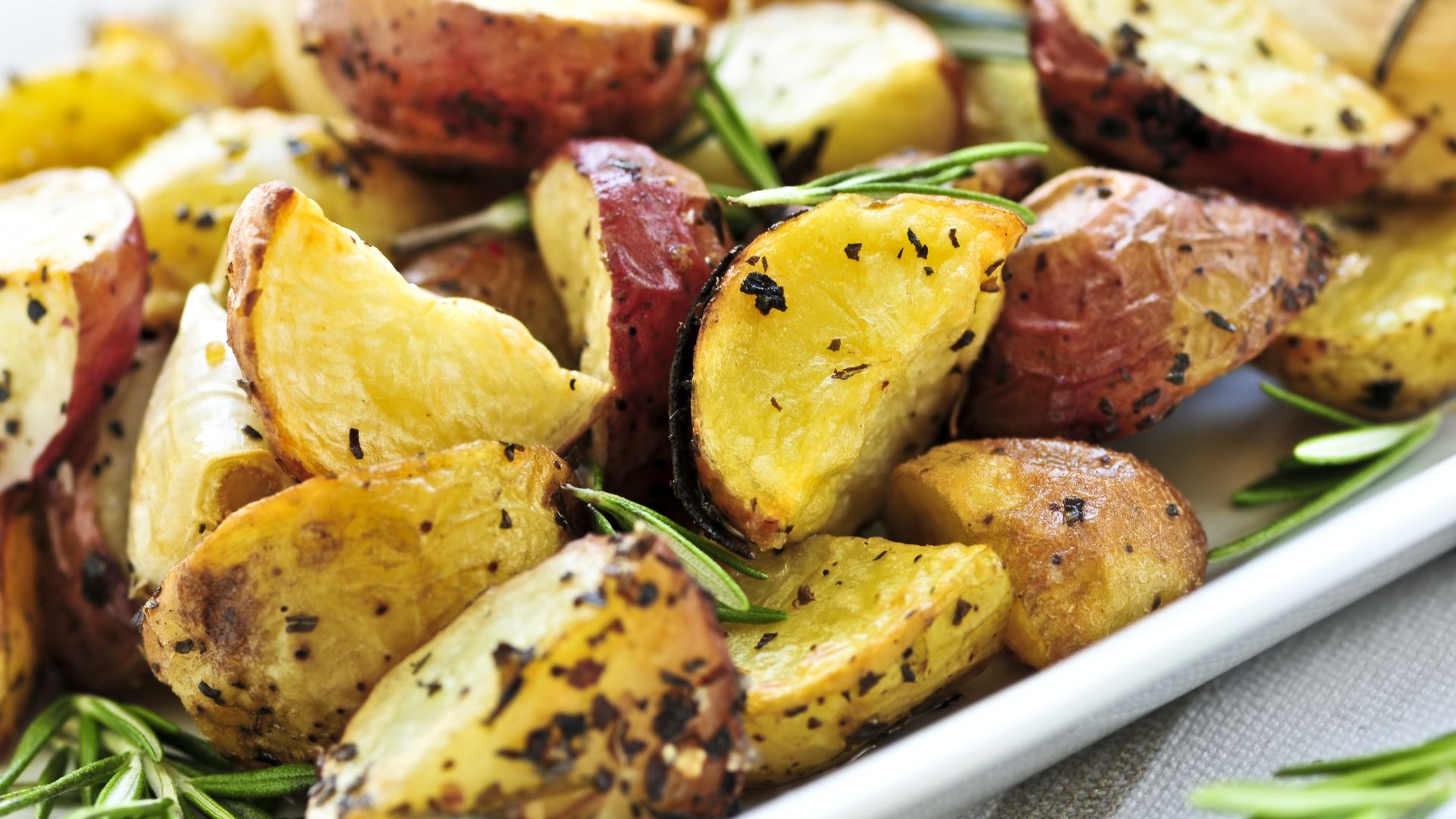 spiced roasted potatoes on a serving plate