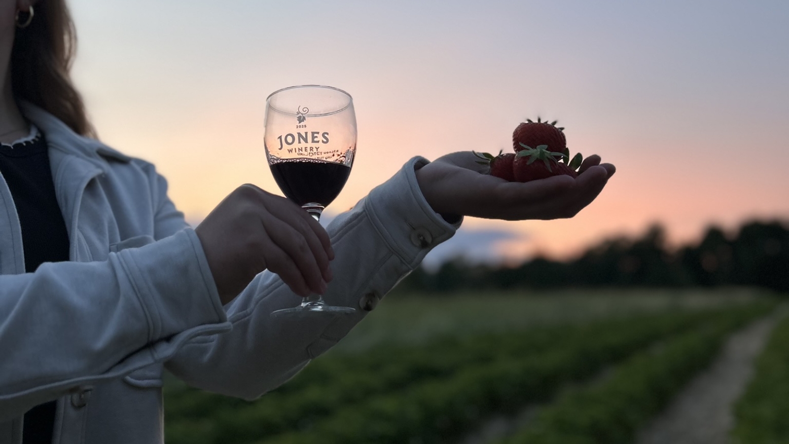 wine and strawberries