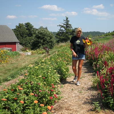 Picking flowers in the field