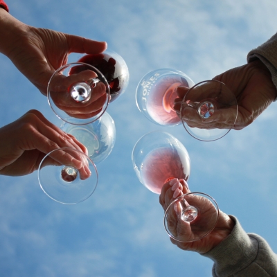 Enjoying glasses of wine on sunny day