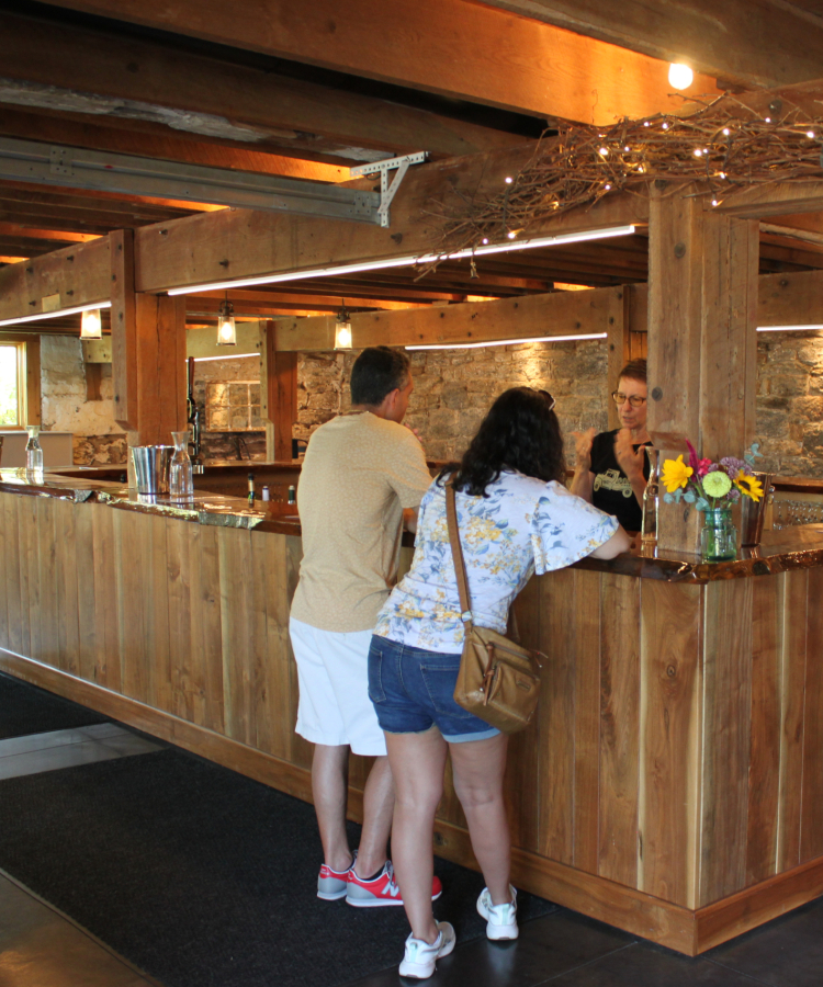 tow people in tasting room